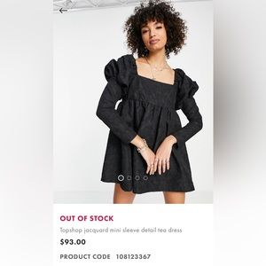 Topshop jacquard mini sleeve detail tea dress